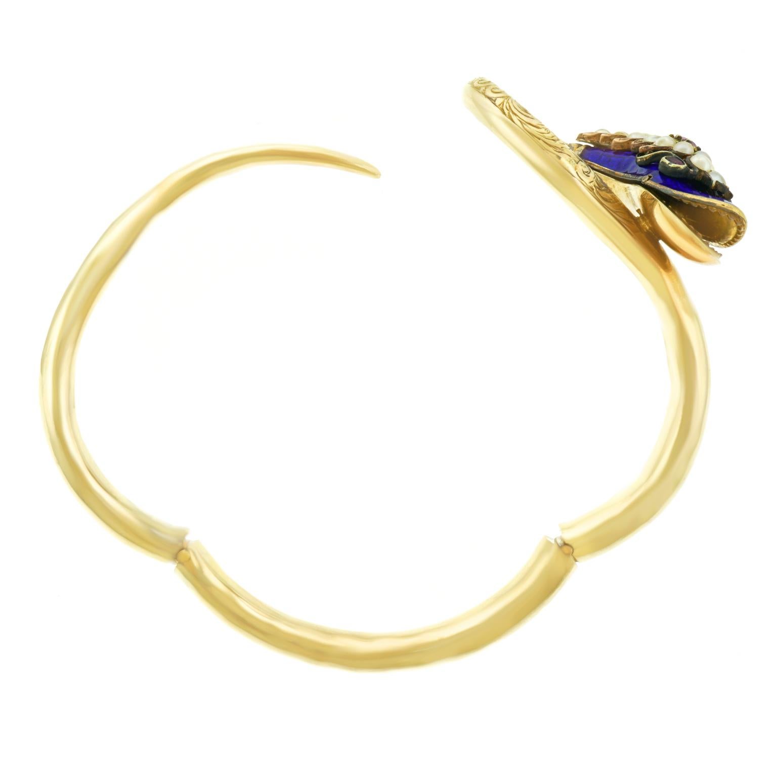 Victorian Enameled Gold Snake Bracelet 6