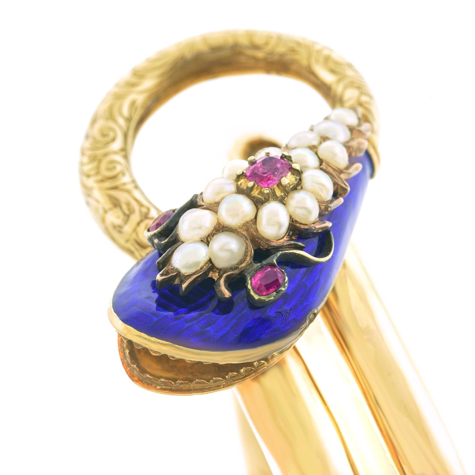 Victorian Enameled Gold Snake Bracelet 1