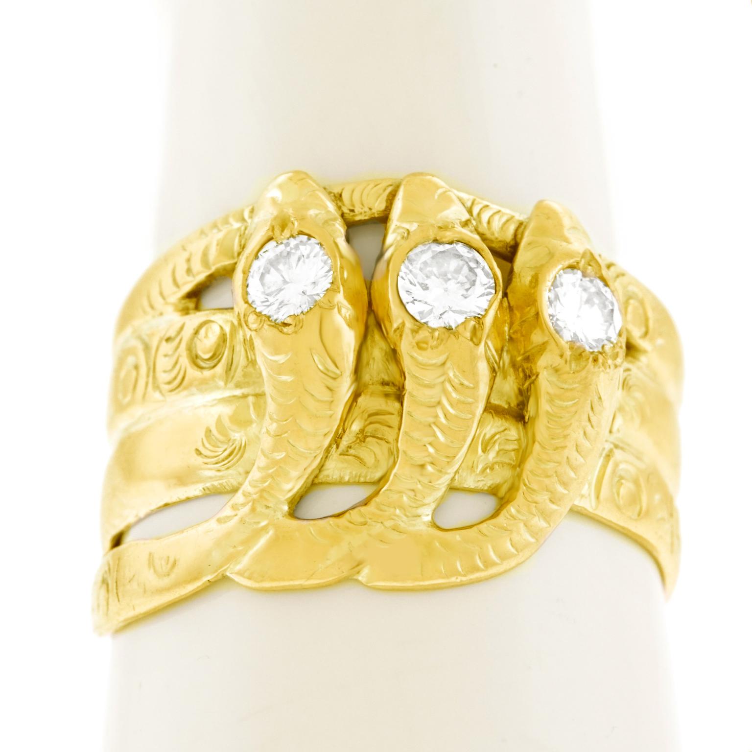 Deco period Triple Snake Ring 3