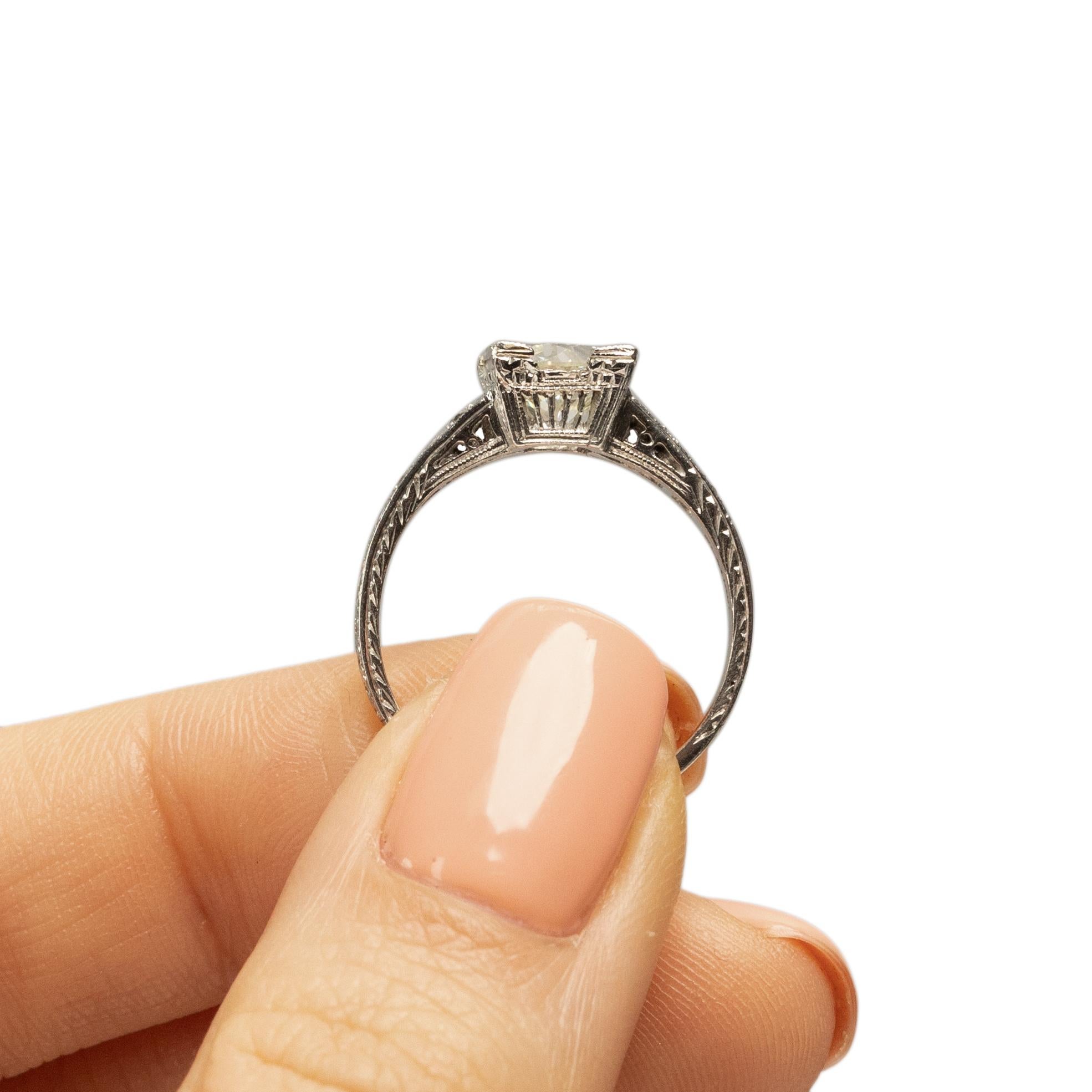 Deco Platinum 1.42Ct Old European Diamond Vintage Illusion Head Engagement Ring In Good Condition In Addison, TX