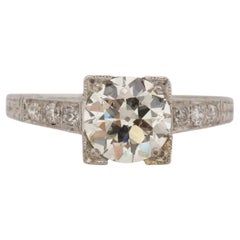 Deco Platinum 1.42Ct Old European Diamond Vintage Illusion Head Engagement Ring