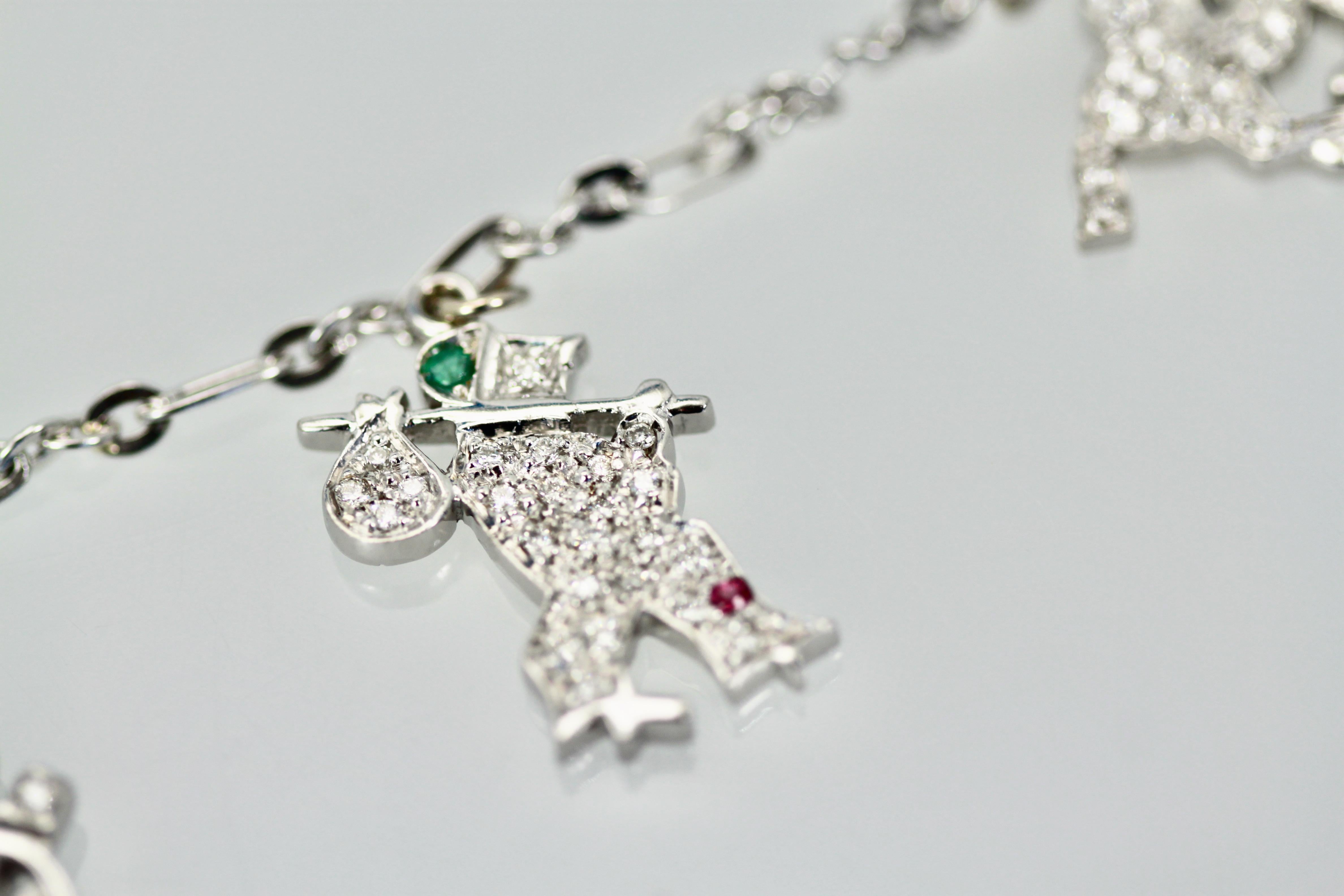 Women's Deco Platinum Charm Necklace For Sale
