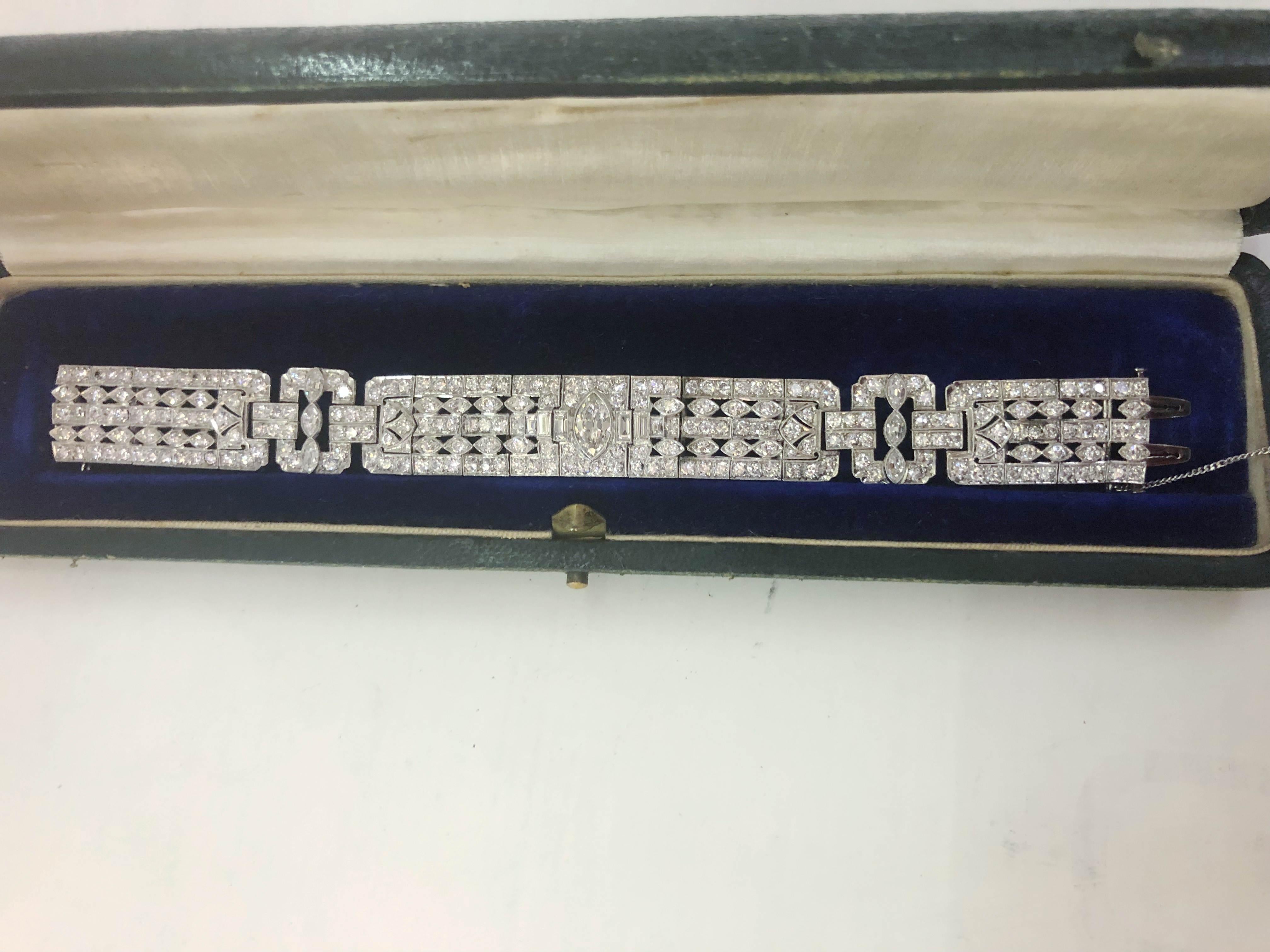 Pulsera Modular Deco Platino Diamante Art Decó en venta