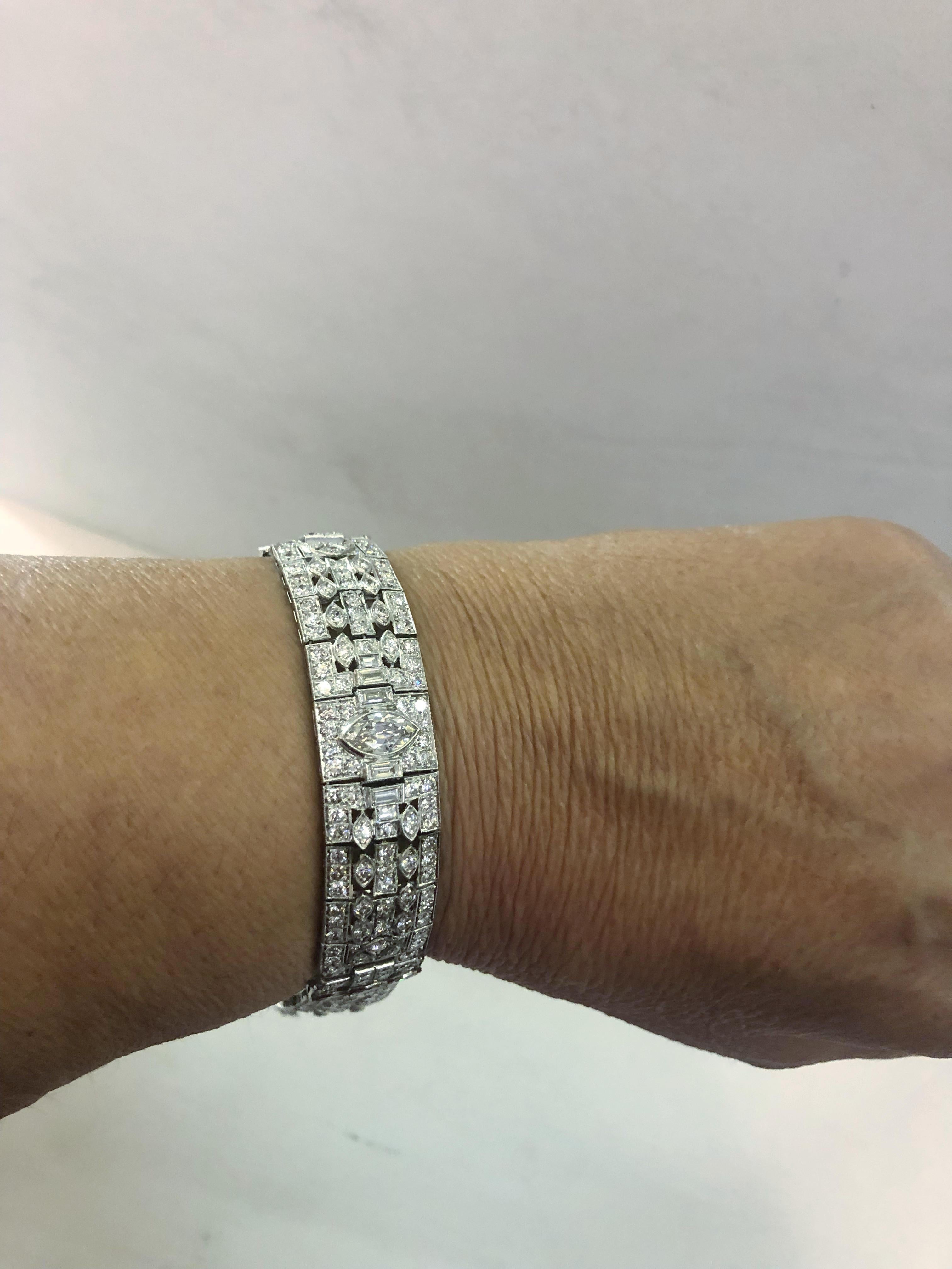 Pulsera Modular Deco Platino Diamante Corte baguette en venta