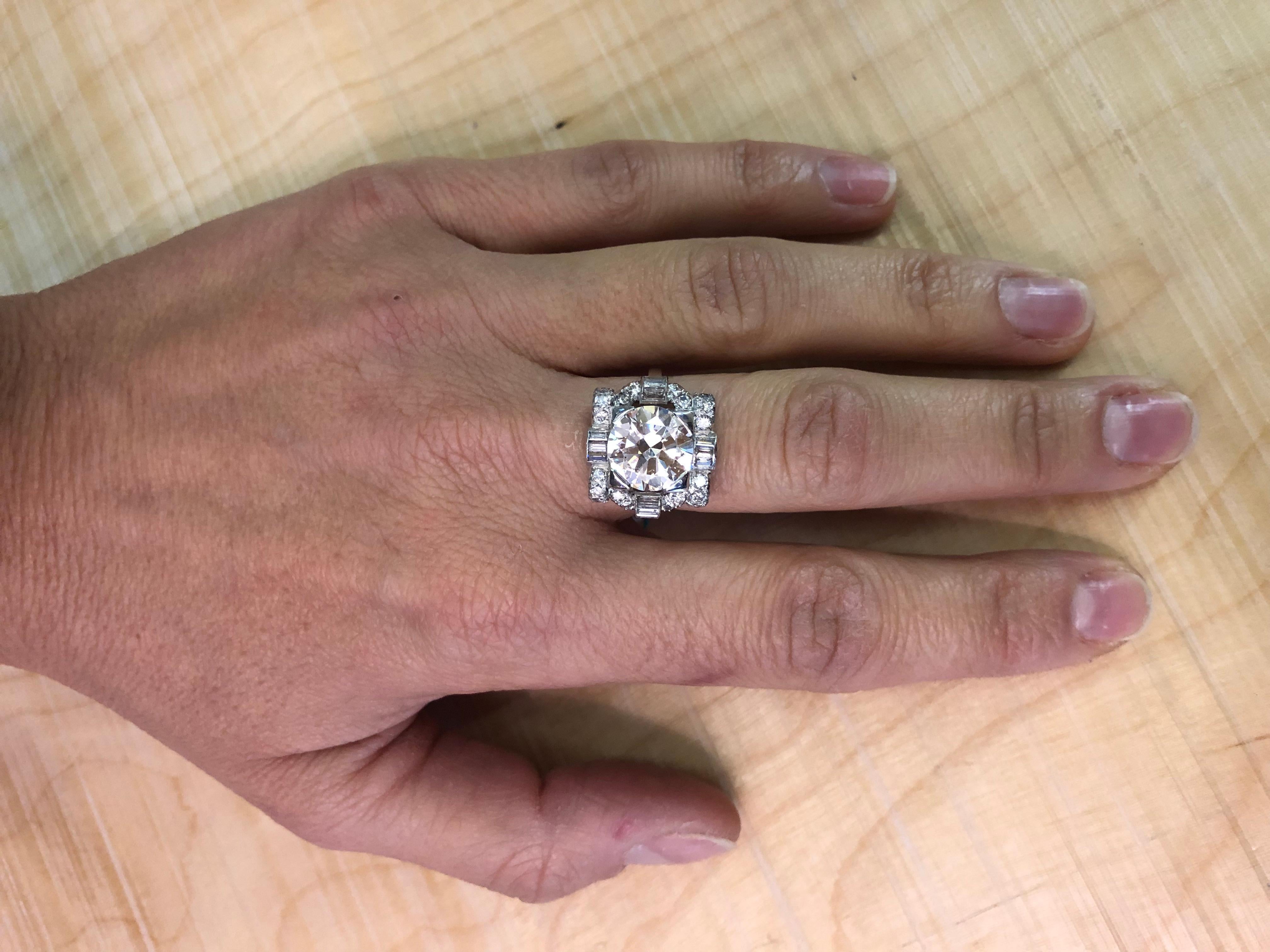 Anello Deco con diamante in platino in vendita 3