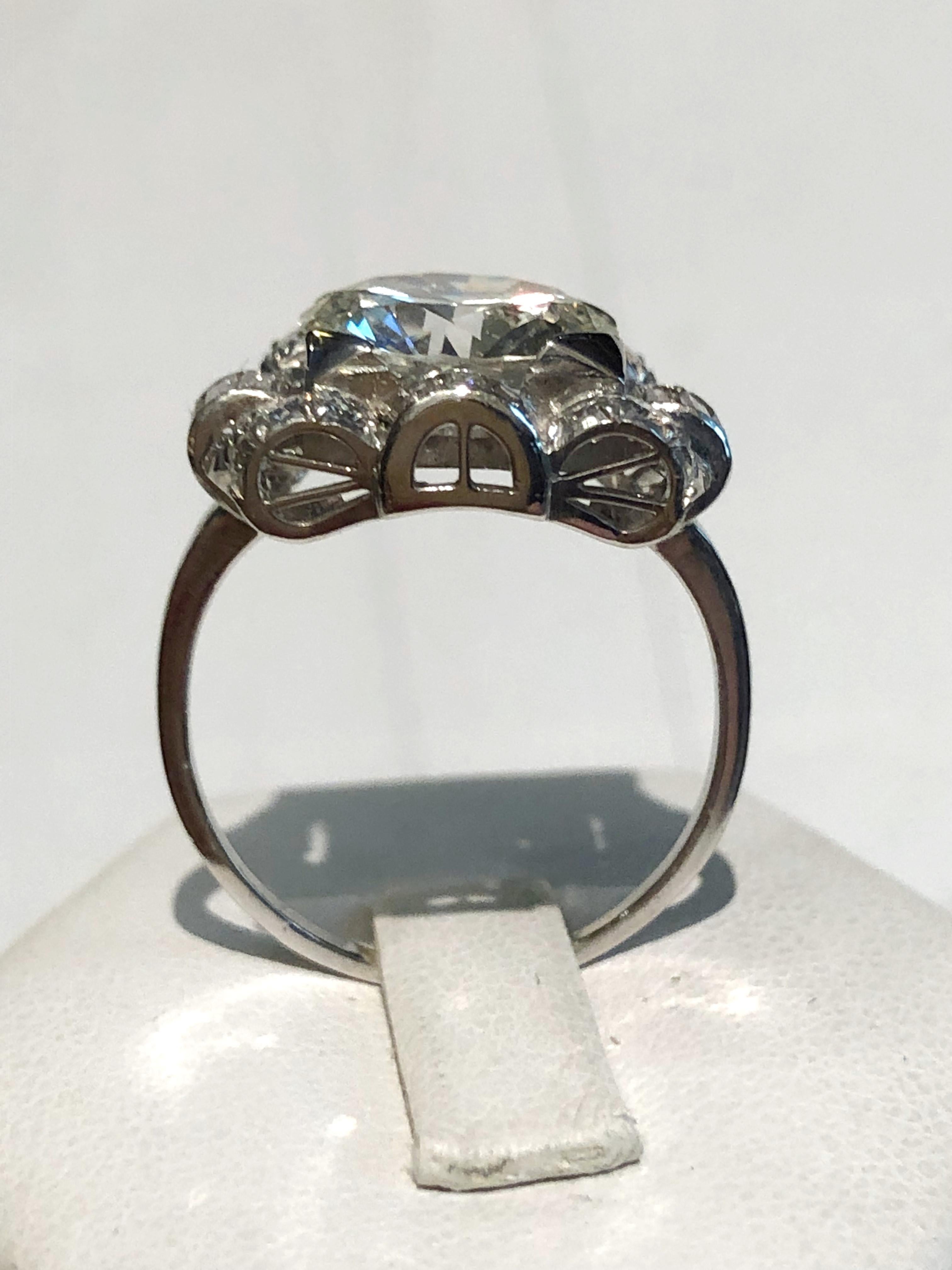 da uomo o donna Anello Deco con diamante in platino in vendita