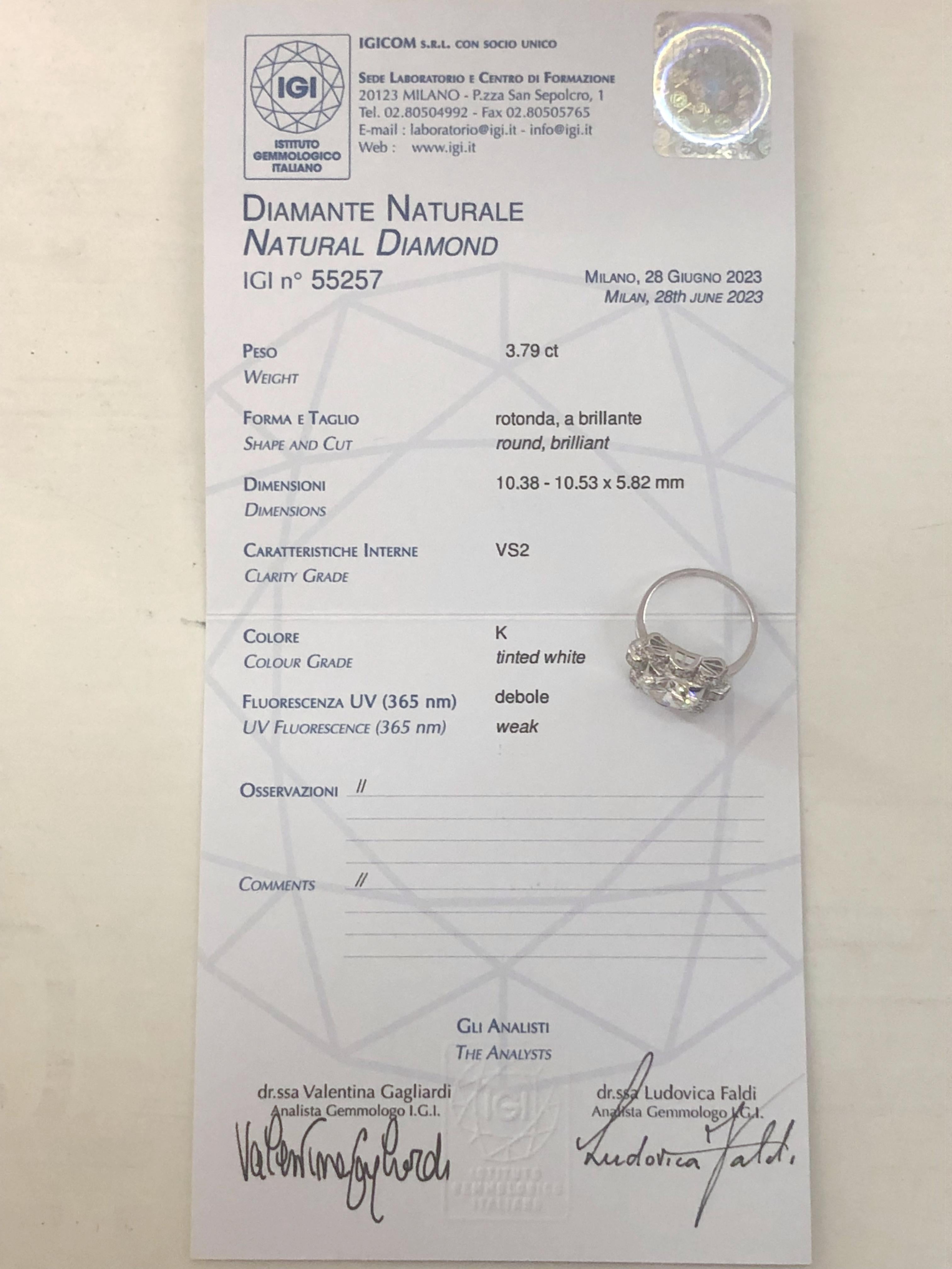 Anello Deco con diamante in platino in vendita 5