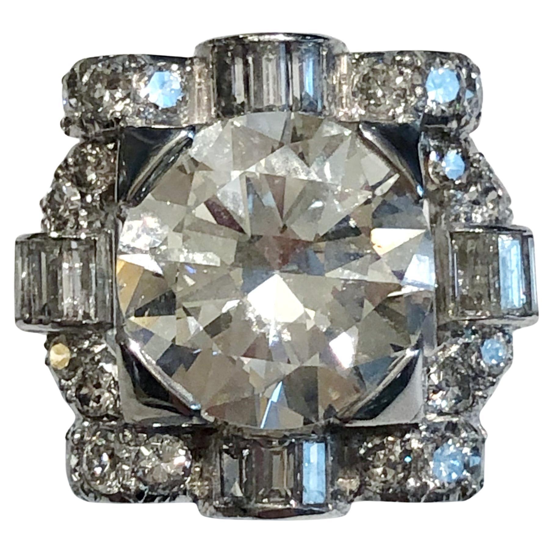 Deco Platinum Diamond Ring