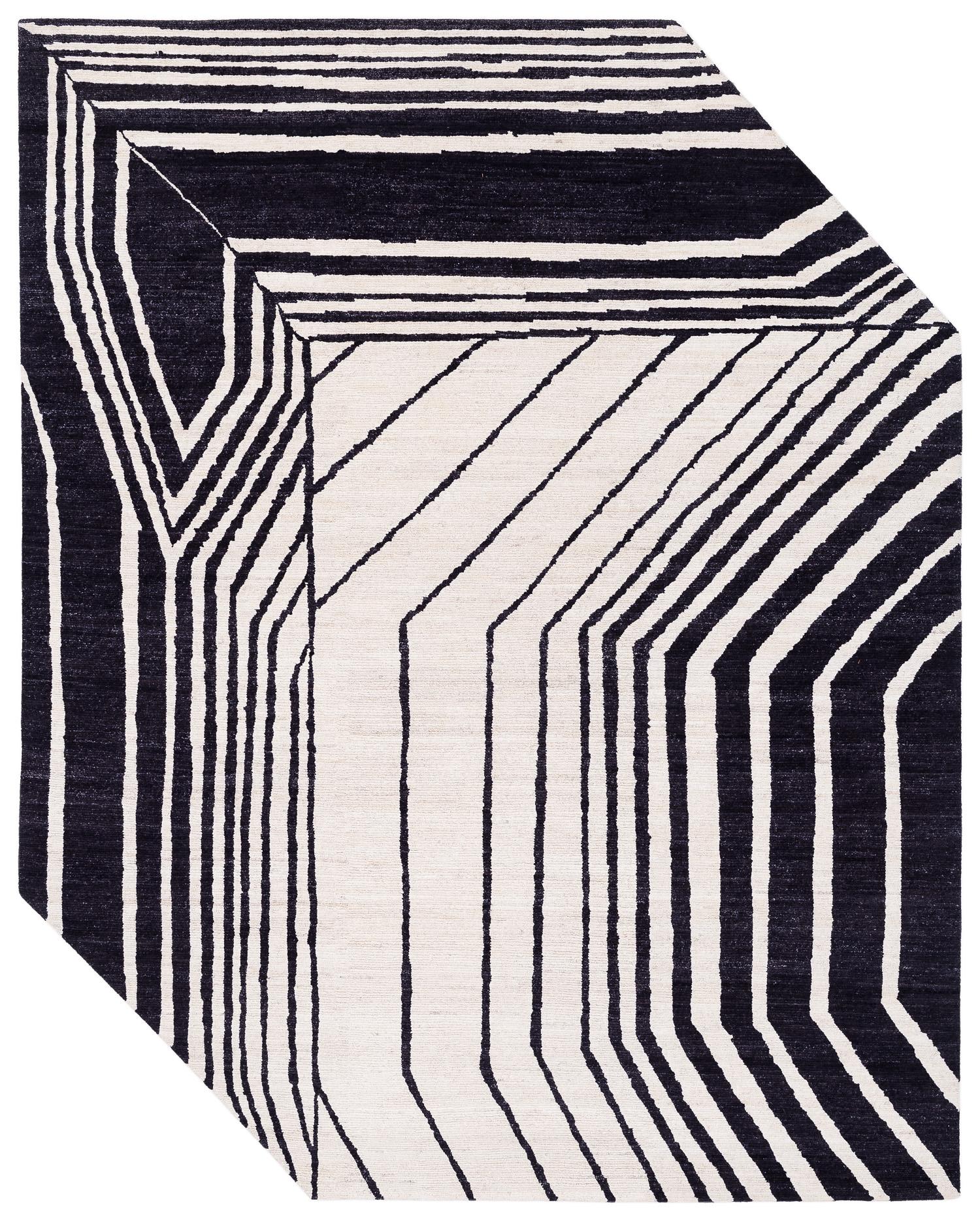 Tappeto d'artista Deco Polygon by Carini Carpets x Michelle Weinberg in lana ritagliata in vendita 9