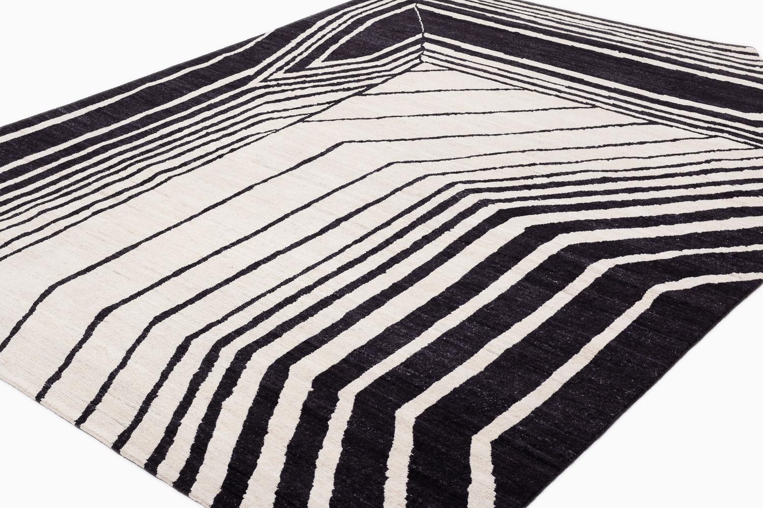 Organico moderno Tappeto d'artista Deco Polygon by Carini Carpets x Michelle Weinberg in lana ritagliata in vendita