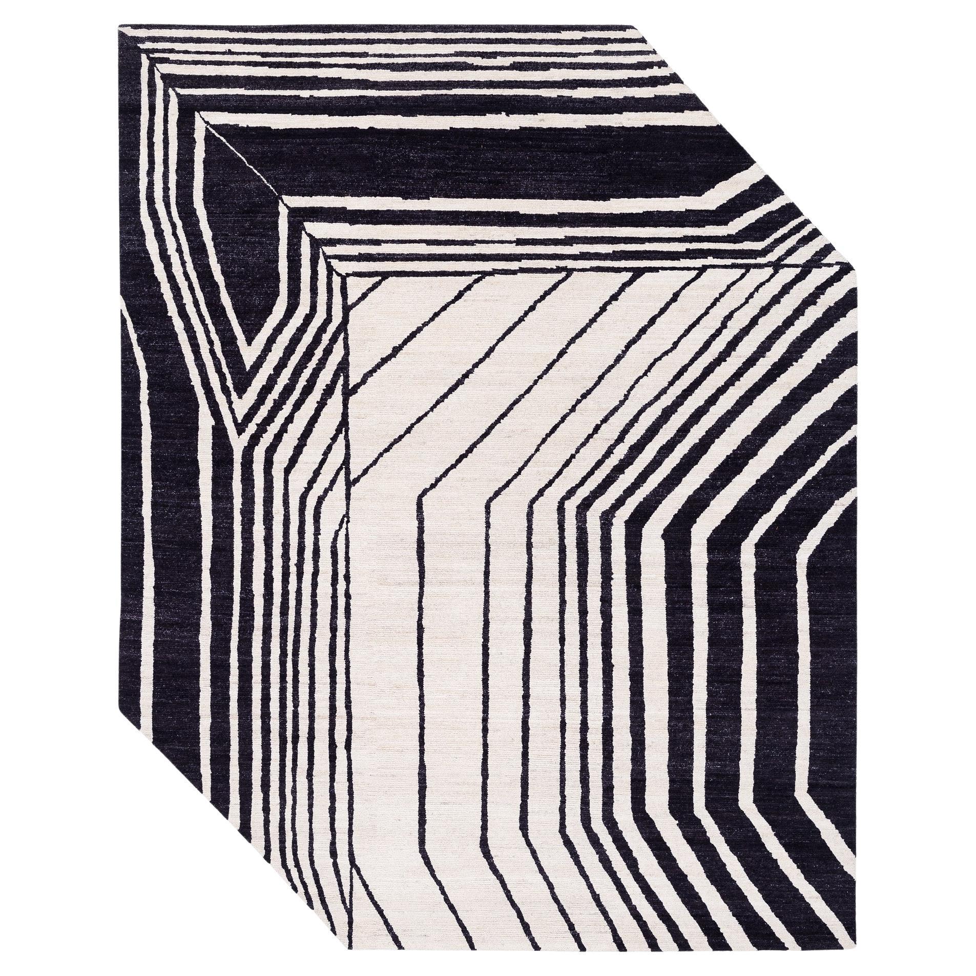 Tappeto d'artista Deco Polygon by Carini Carpets x Michelle Weinberg in lana ritagliata