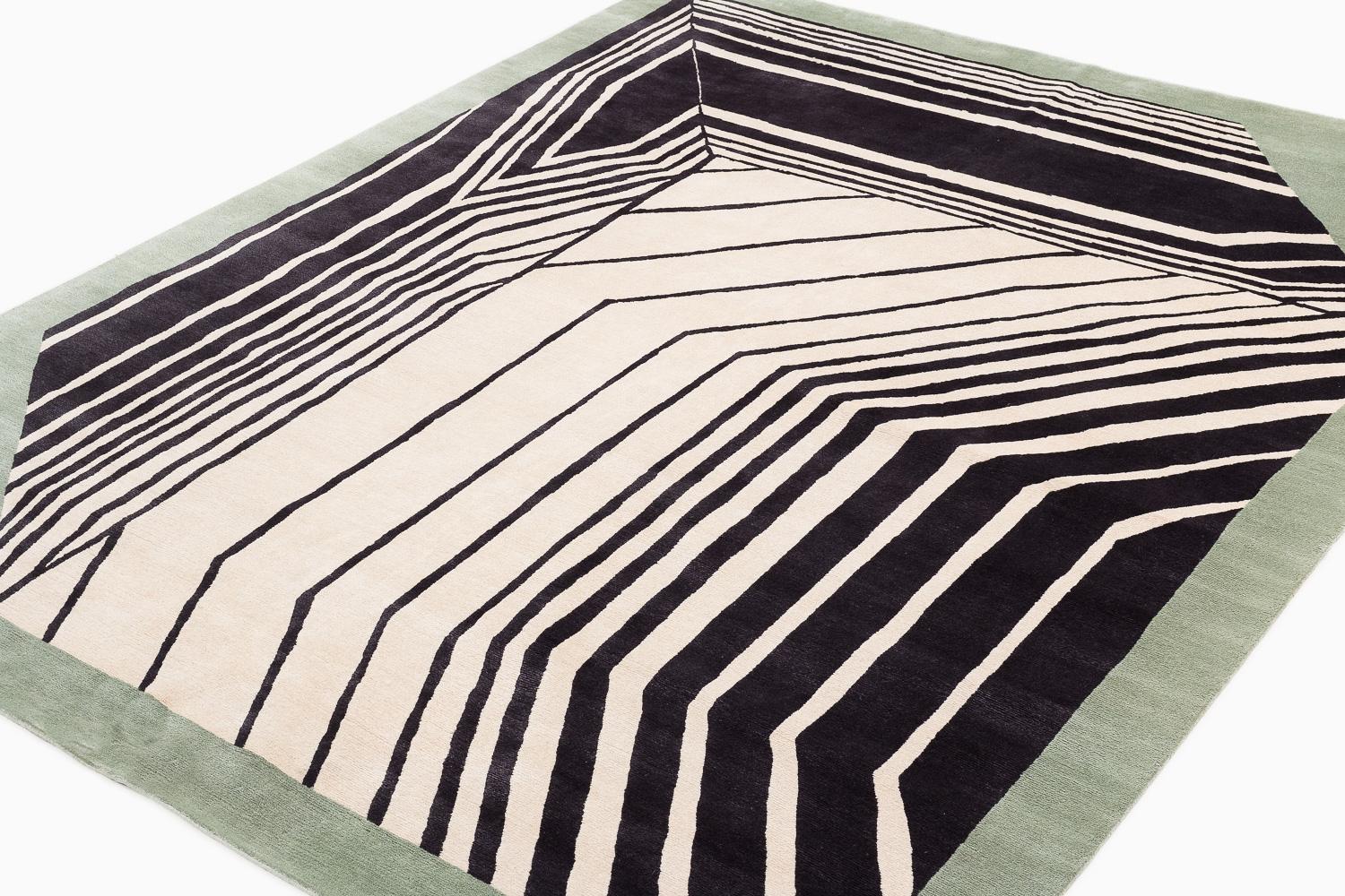 Moderno Tappeto di lusso in lana e seta Deco Polygon by Carini Carpets x Michelle Weinberg in vendita