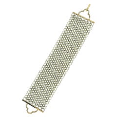 Deco Power Bracelet with Diamonds, Silver, 14K Gold and Japanese made Chainmail