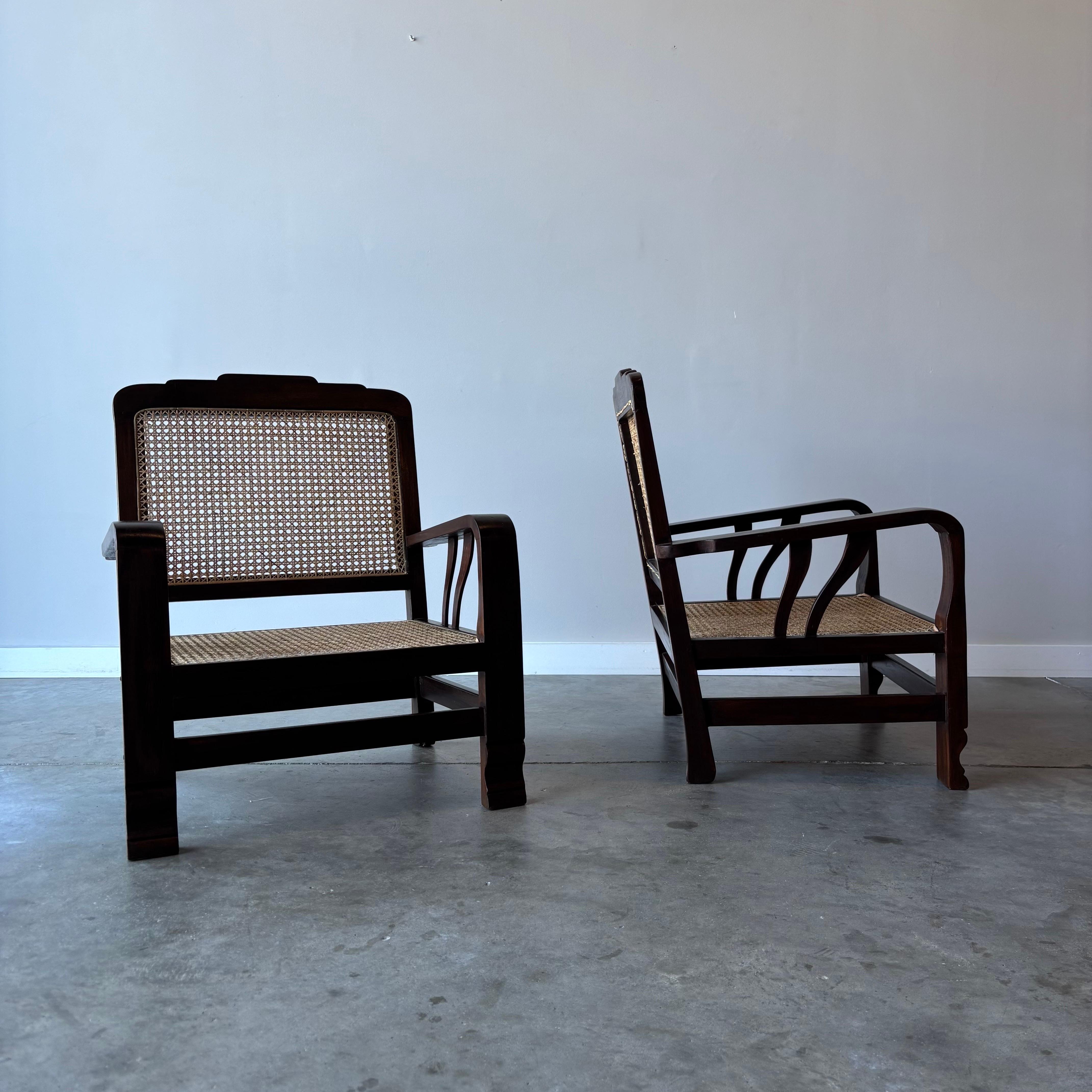 Art Déco Sedie Deco in rattan, una coppia in vendita