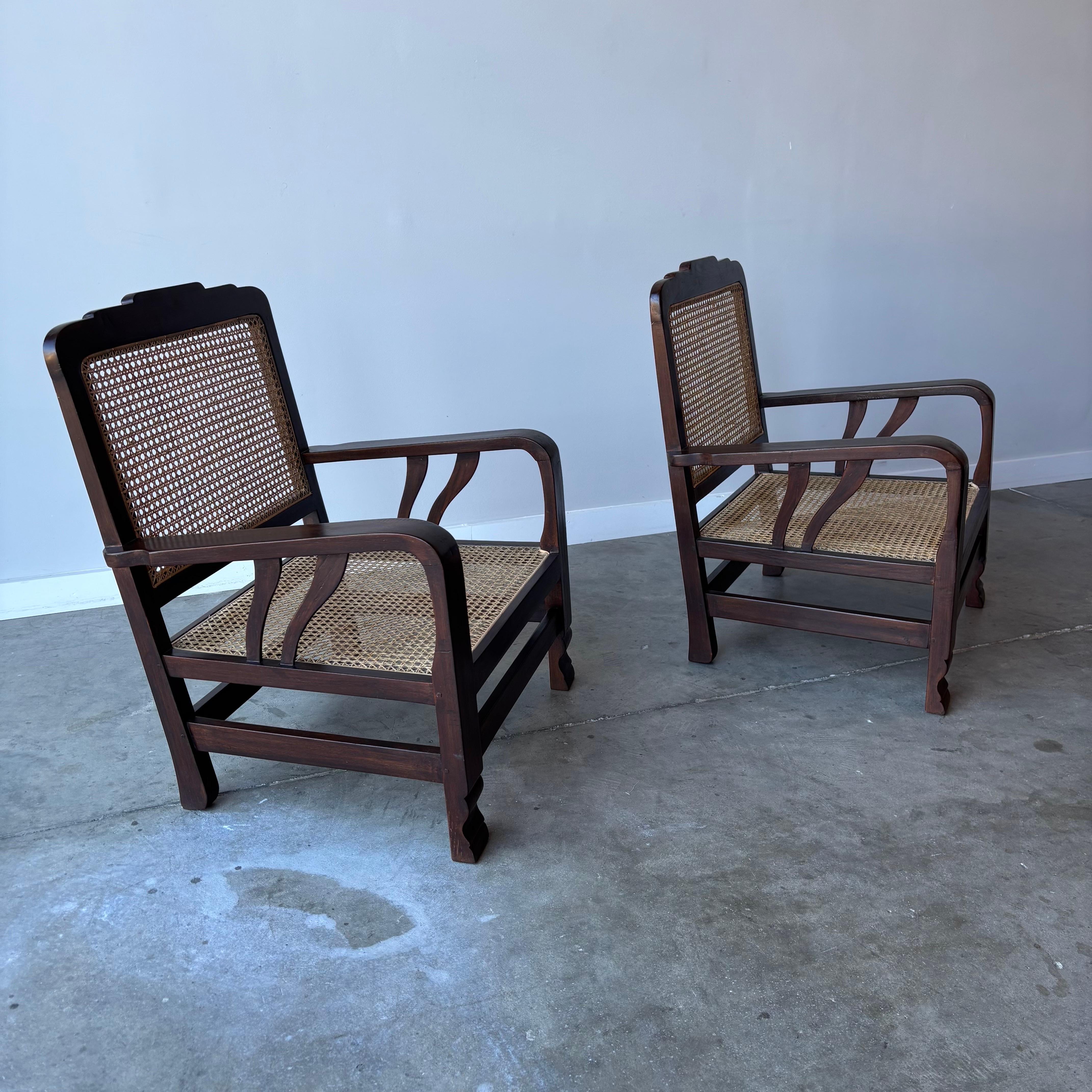 Rattan Sedie Deco in rattan, una coppia in vendita