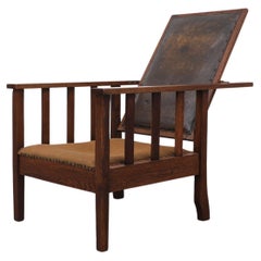 Deco Reclining Oak Lounge Chair