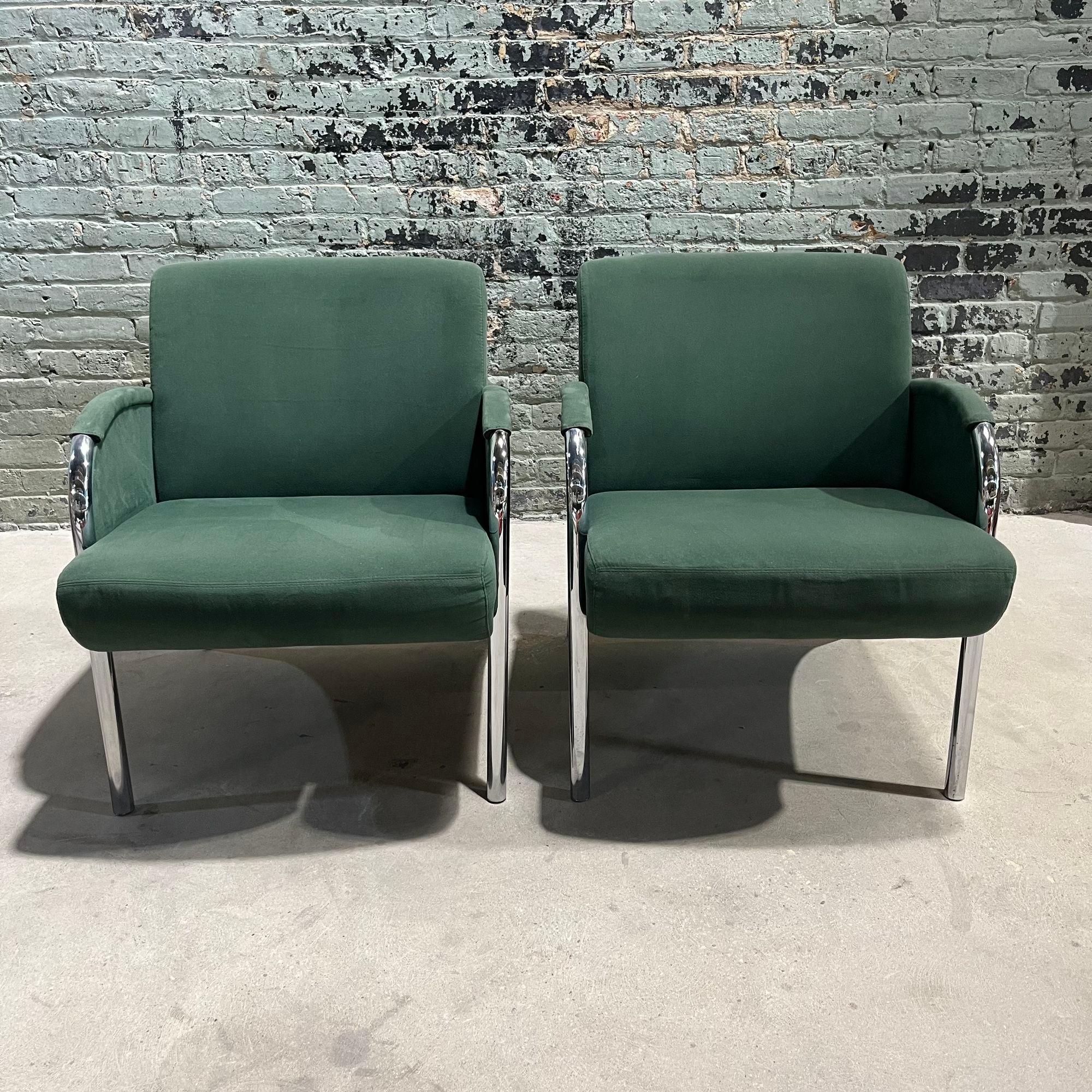 Deco Revival Chrome Frame Lounge Chairs, 1980's
24.5