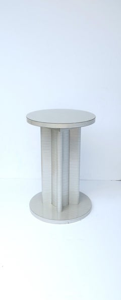 Art Deco Revival Modern Drinks Side Gueridon Table Silver Grey, circa 1970s