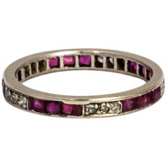 Antique Deco Ruby and Diamond Platinum Eternity Band