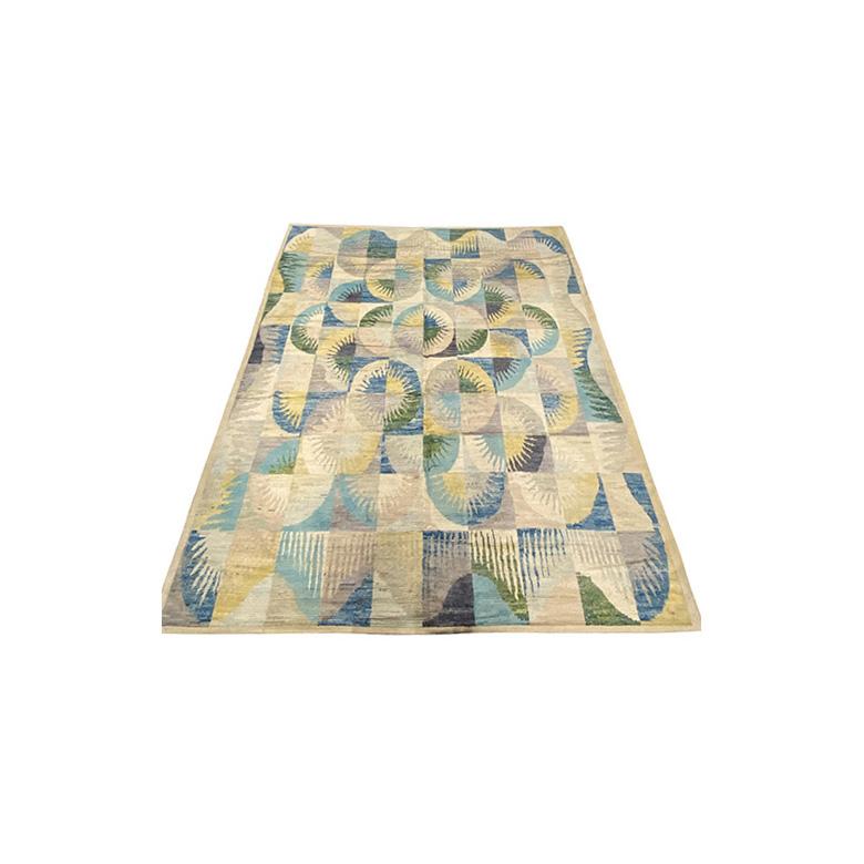 Art Deco, Kaleidoscope, unfolding delight. 100% wool.

13’2″ x 10′

 

16337

 

The early adoption of rug-making by native Moroccans is certainly due in large part to the distinctive climate of the region: Moroccan rugs may be very thick with a