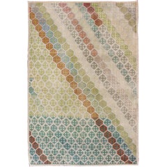 Deco Rug with Modern Design in Lime Green, Light Blue, Terracotta 
Forest Green