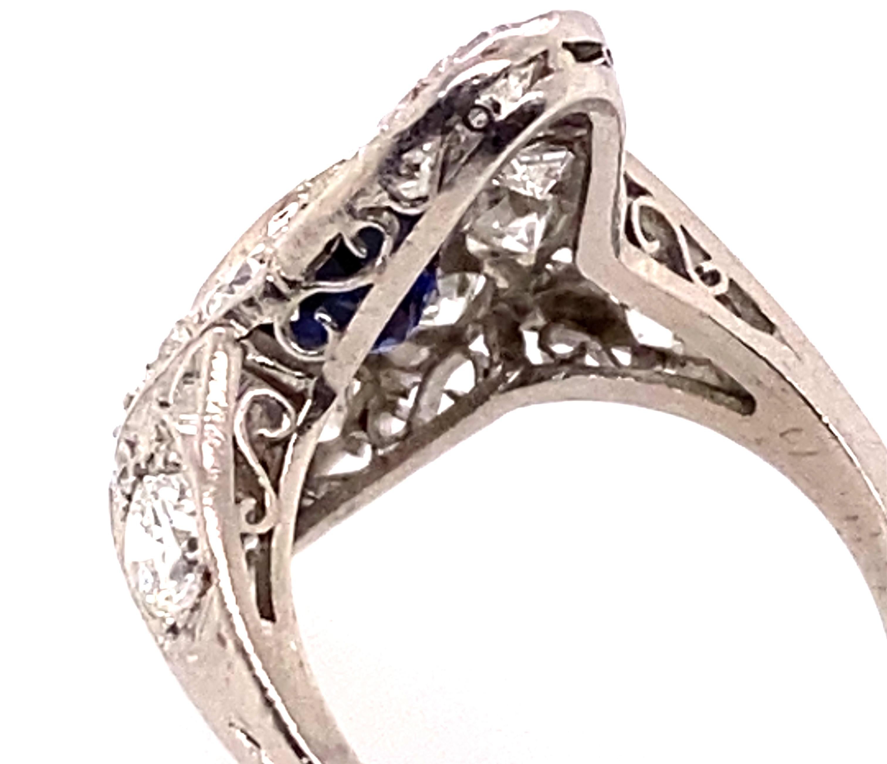 Women's Art Deco Sapphire Diamond Ring 3.30ct Old European Original 1910's Antique Plat For Sale