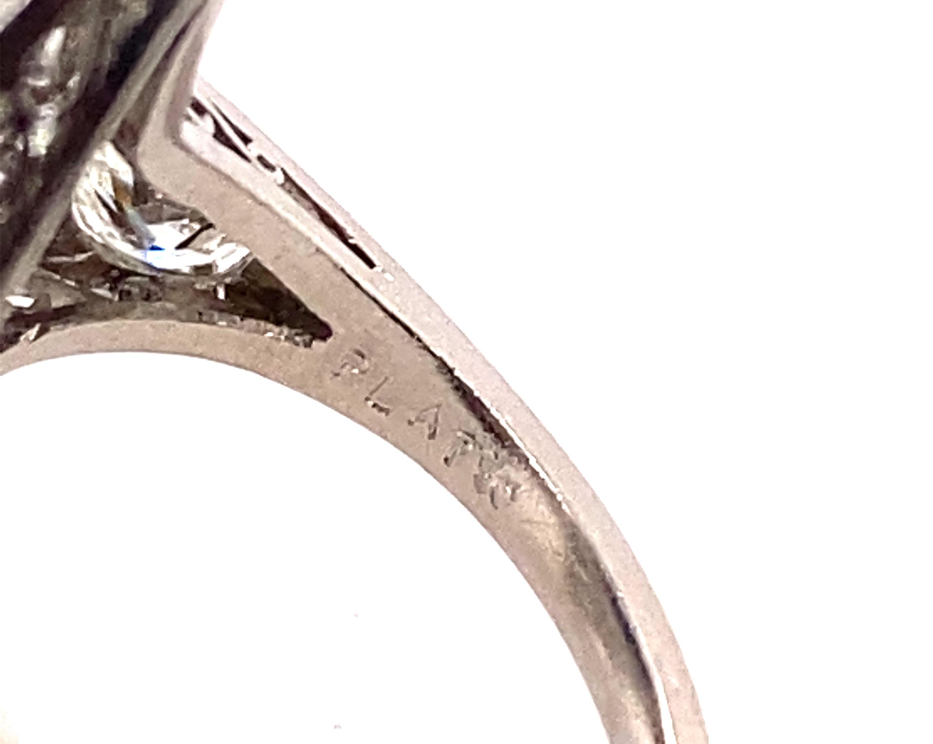 Art Deco Sapphire Diamond Ring 3.30ct Old European Original 1910's Antique Plat For Sale 1
