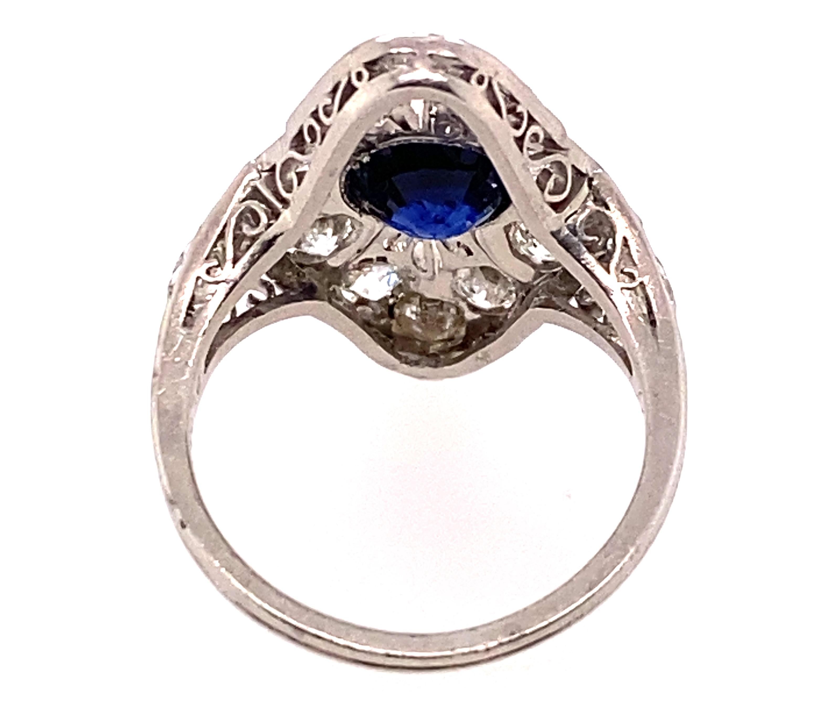 Art Deco Sapphire Diamond Ring 3.30ct Old European Original 1910's Antique Plat For Sale 2