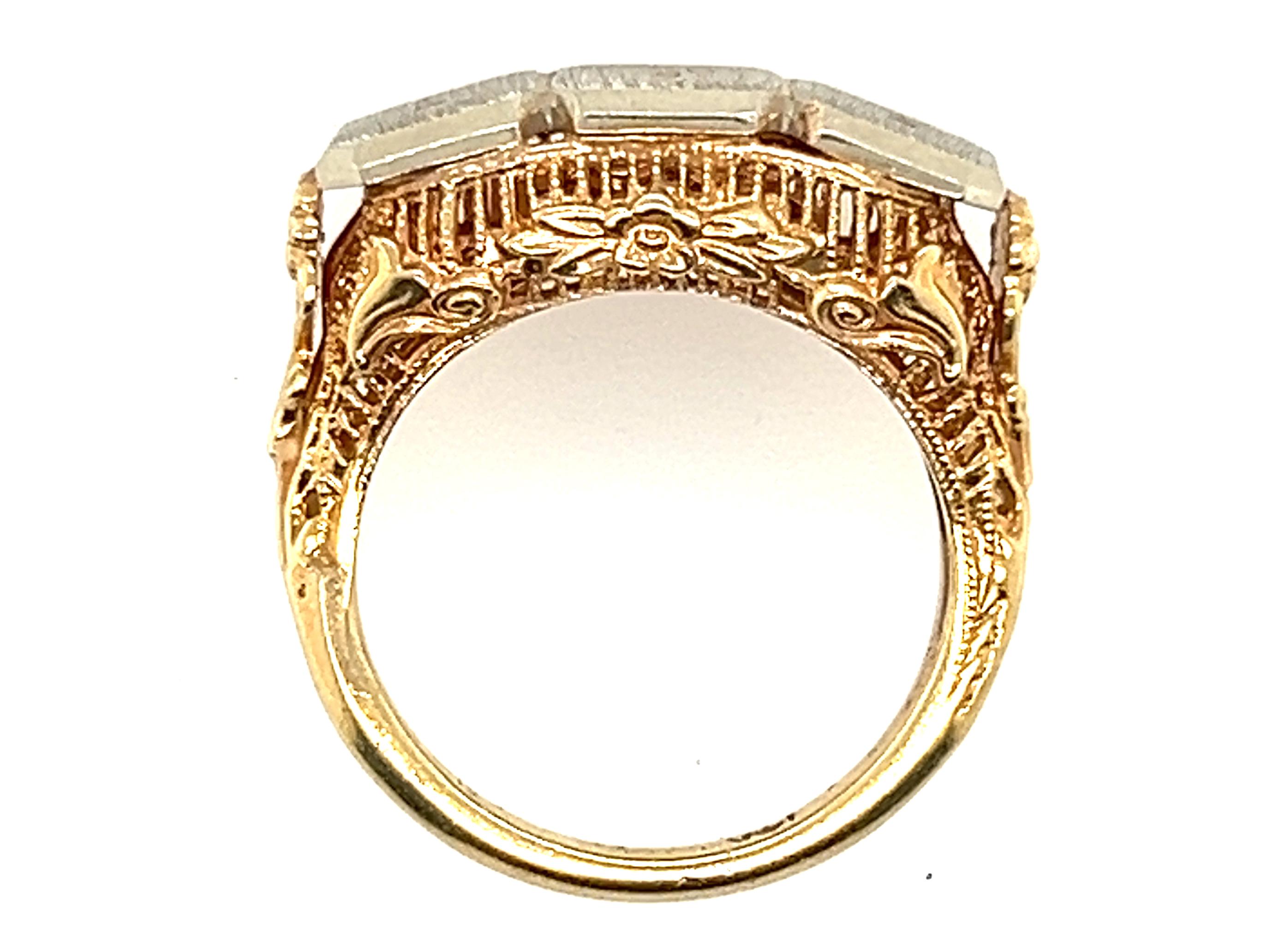 Women's Deco Sapphire 3 Stone Diamond Sri Lanka Sapphire Ring 2.10ct GIA 1930s NOS 18K For Sale
