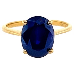 Deco Sapphire Engagement Ring GIA Certified 3.50ct Original 1930s Vintage 14K