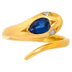 Antique Deco Sapphire-set Gold Snake Rings
