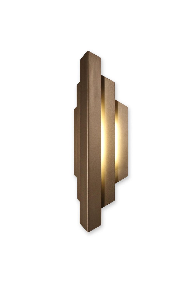 American Deco Sconce, Gold Vertical Geometric Modern LED Sconce Light Fixture For Sale