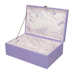 Boîtes emboîtables Deco en shagreen, couleur lilas avec finitions en laiton, lot de 3
