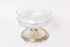 Large Art Deco Silver Plate Cut Glass Bowl / Compote Centerpiece