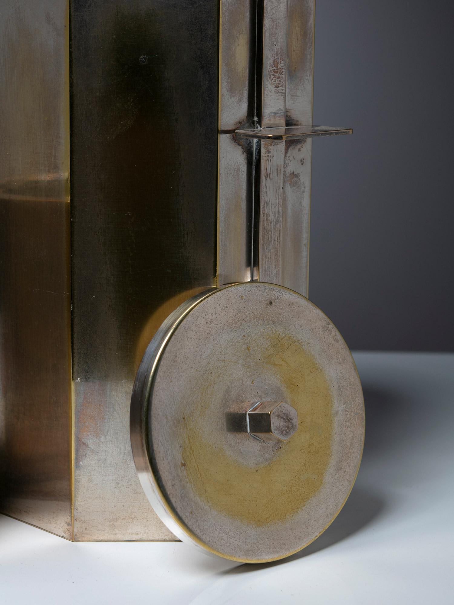 Milieu du XXe siècle Seau à glace et porte-bouteilles en métal argenté Art Déco, Italie, années 1930 en vente