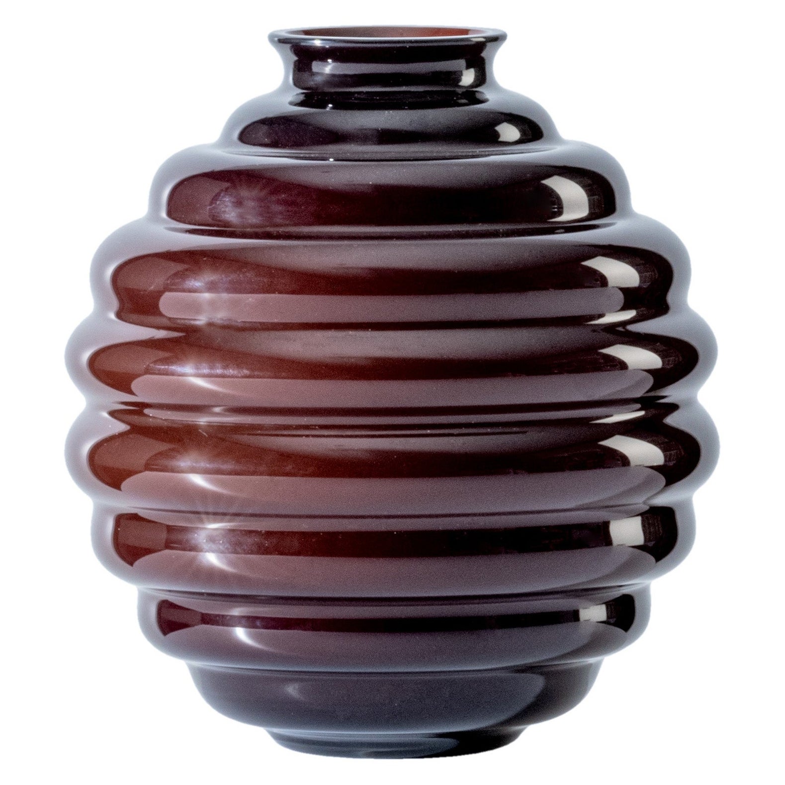 Petit vase déco en verre rouge sang de bœuf de Napoleone Martinuzzi