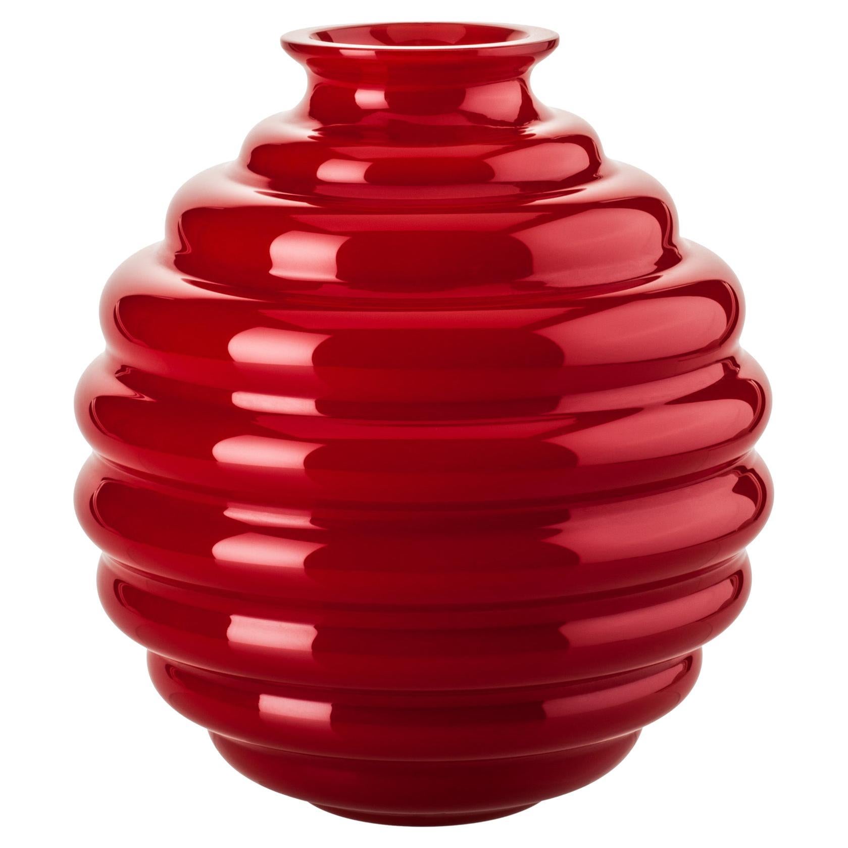Vaso medio Deco in rosso di Napoleone Martinuzzi