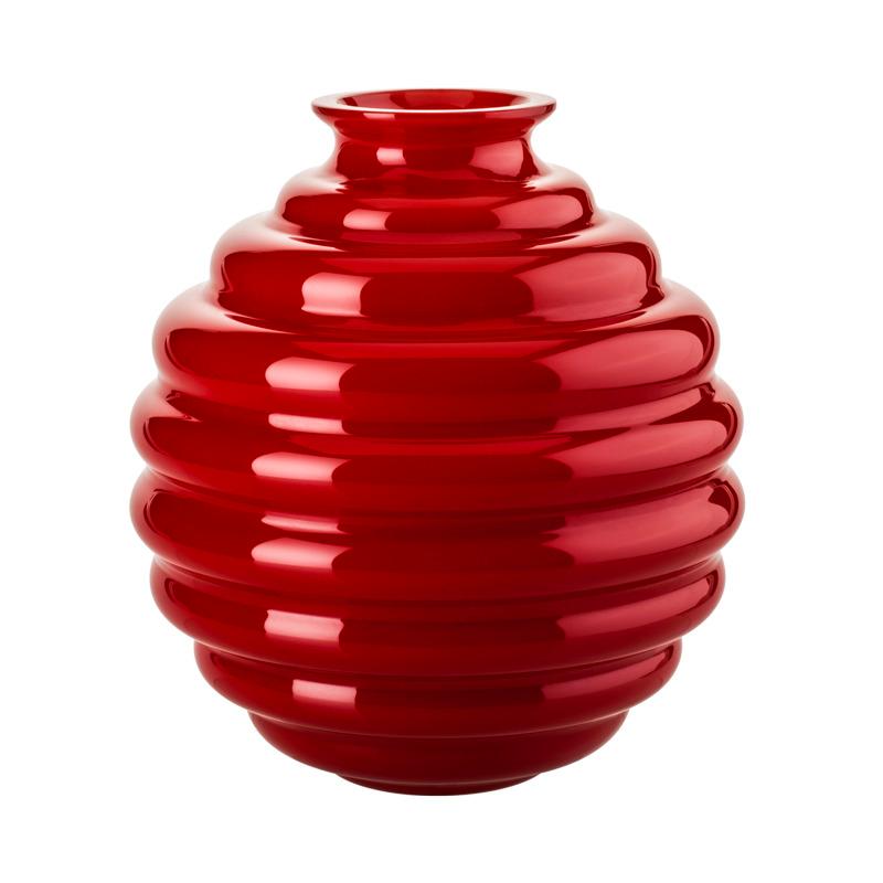 Deco Small Vase in Red Glass by Napoleone Martinuzzi