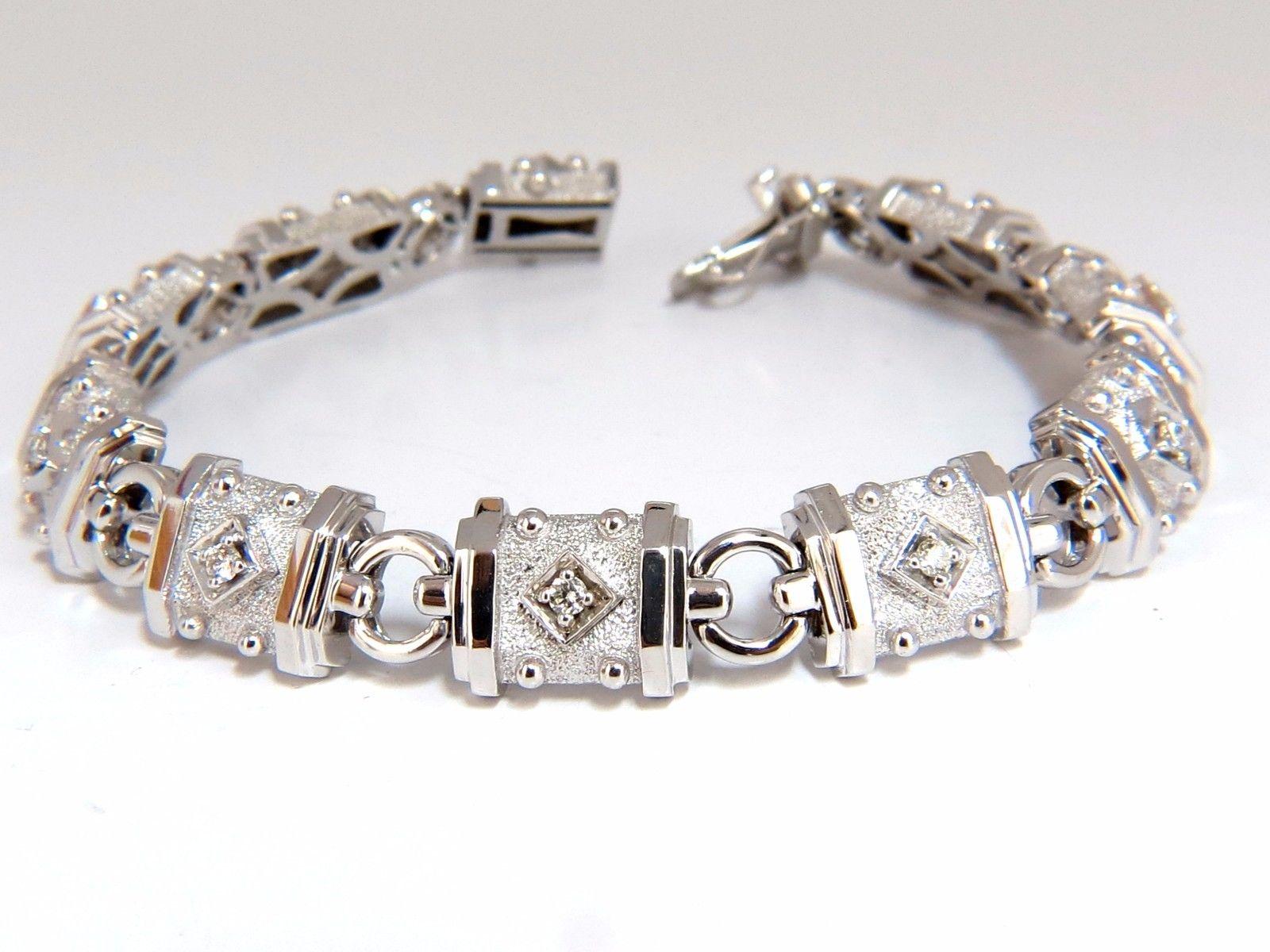 Gothic Revival Deco Spanish Gothic Natural Diamond Tennis Bracelet .33 Carat G/Vs 14 Karat For Sale