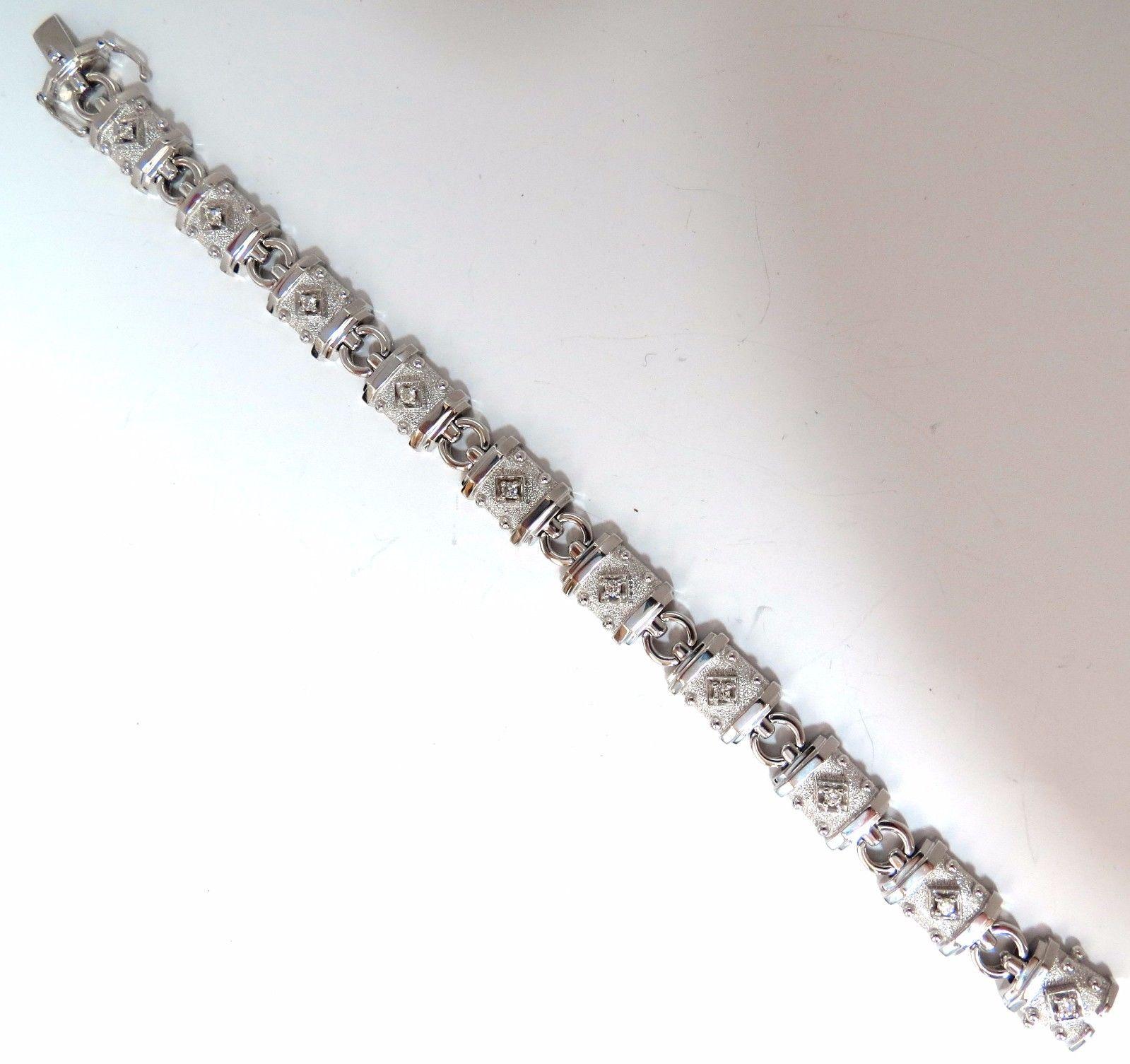 Round Cut Deco Spanish Gothic Natural Diamond Tennis Bracelet .33 Carat G/Vs 14 Karat For Sale