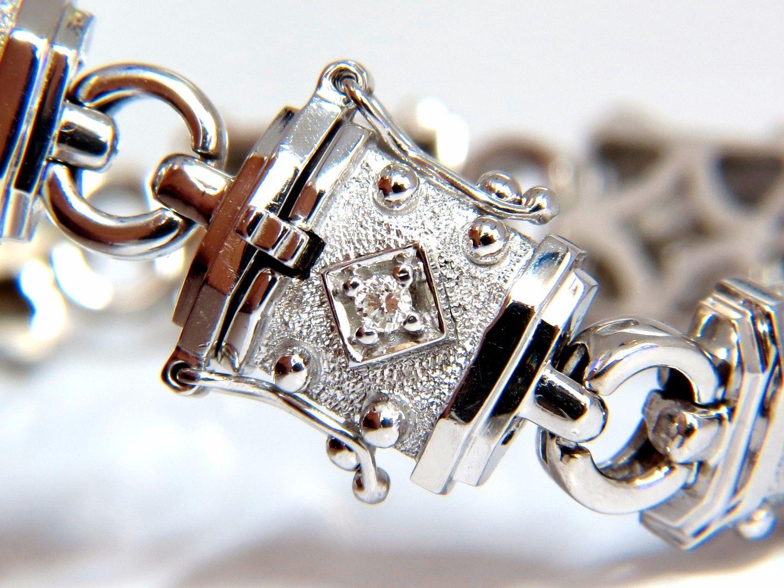 Women's or Men's Deco Spanish Gothic Natural Diamond Tennis Bracelet .33 Carat G/Vs 14 Karat For Sale