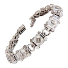 Deco Spanish Gothic Natural Diamond Tennis Bracelet .33 Carat G/Vs 14 Karat*