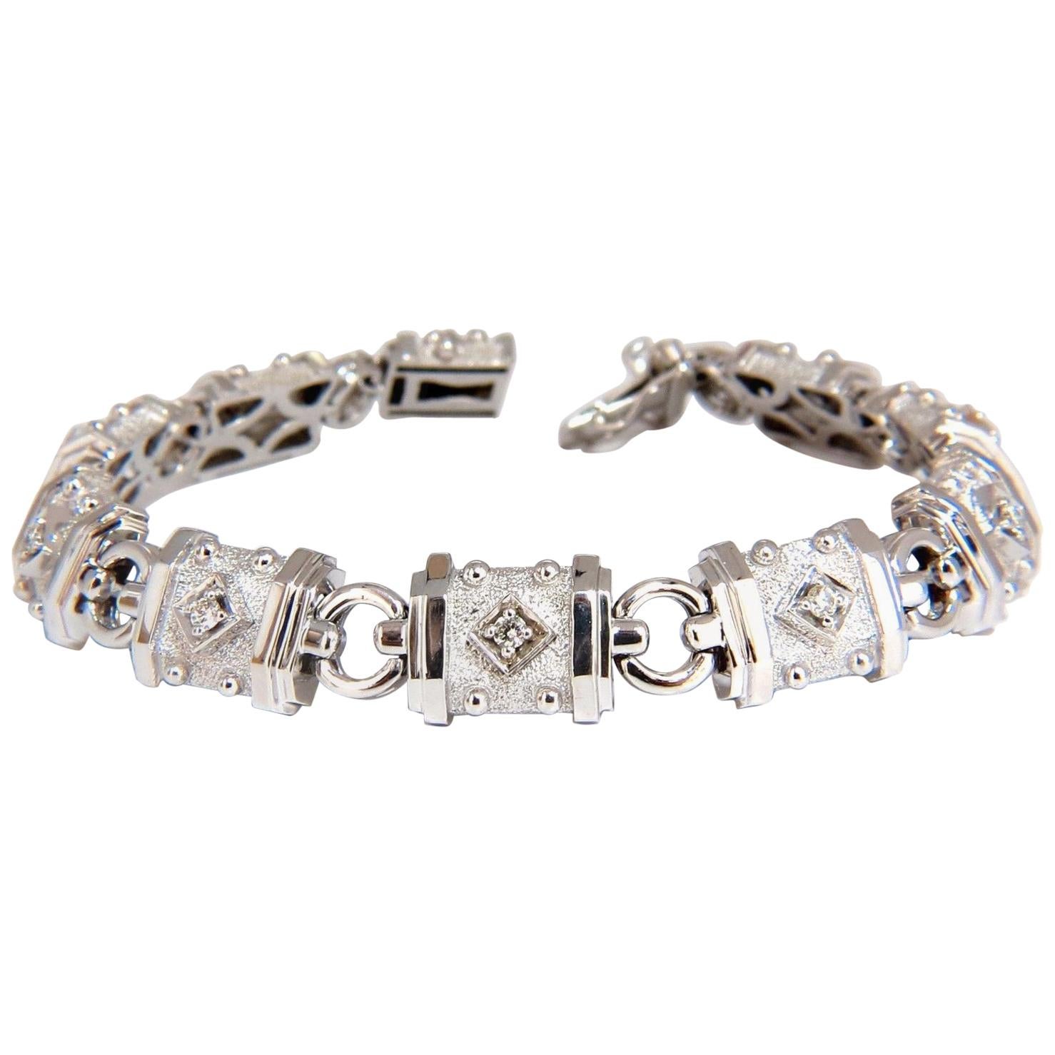 Deco Spanish Gothic Natural Diamond Tennis Bracelet .33 Carat G/Vs 14 Karat