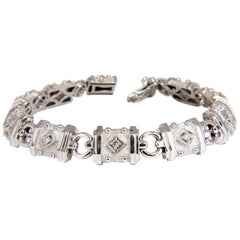 Deco Spanish Gothic Natural Diamond Tennis Bracelet .33 Carat G/Vs 14 Karat