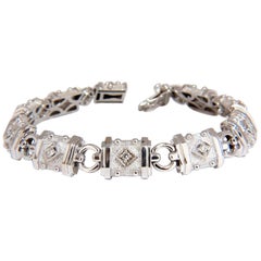 Deco Spanish Gothic Tennis Bracelet diamant naturel .33 Carat G/Vs 14 Karat