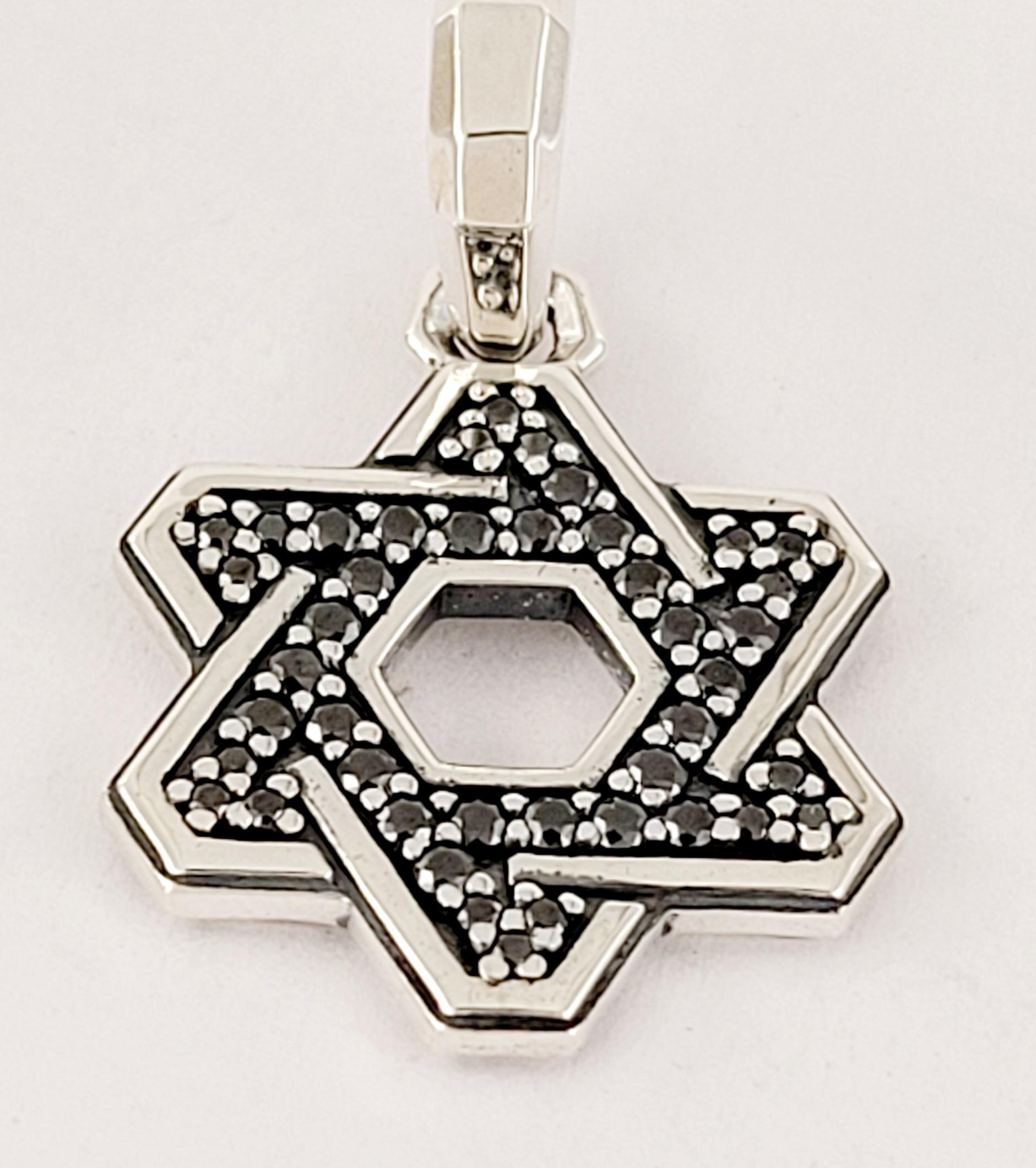 David yurman
Deco Star of David Pendant
Deco collection for Men
Pave-Set Black Diamonds, 0.36 total carat weight 
Material Sterling Silver 
Metal Purity 925
Pendant Dimension 19.8 X 19.8mm 
Pendant Weight 5.4gr
condition New, never worn 
Comes with