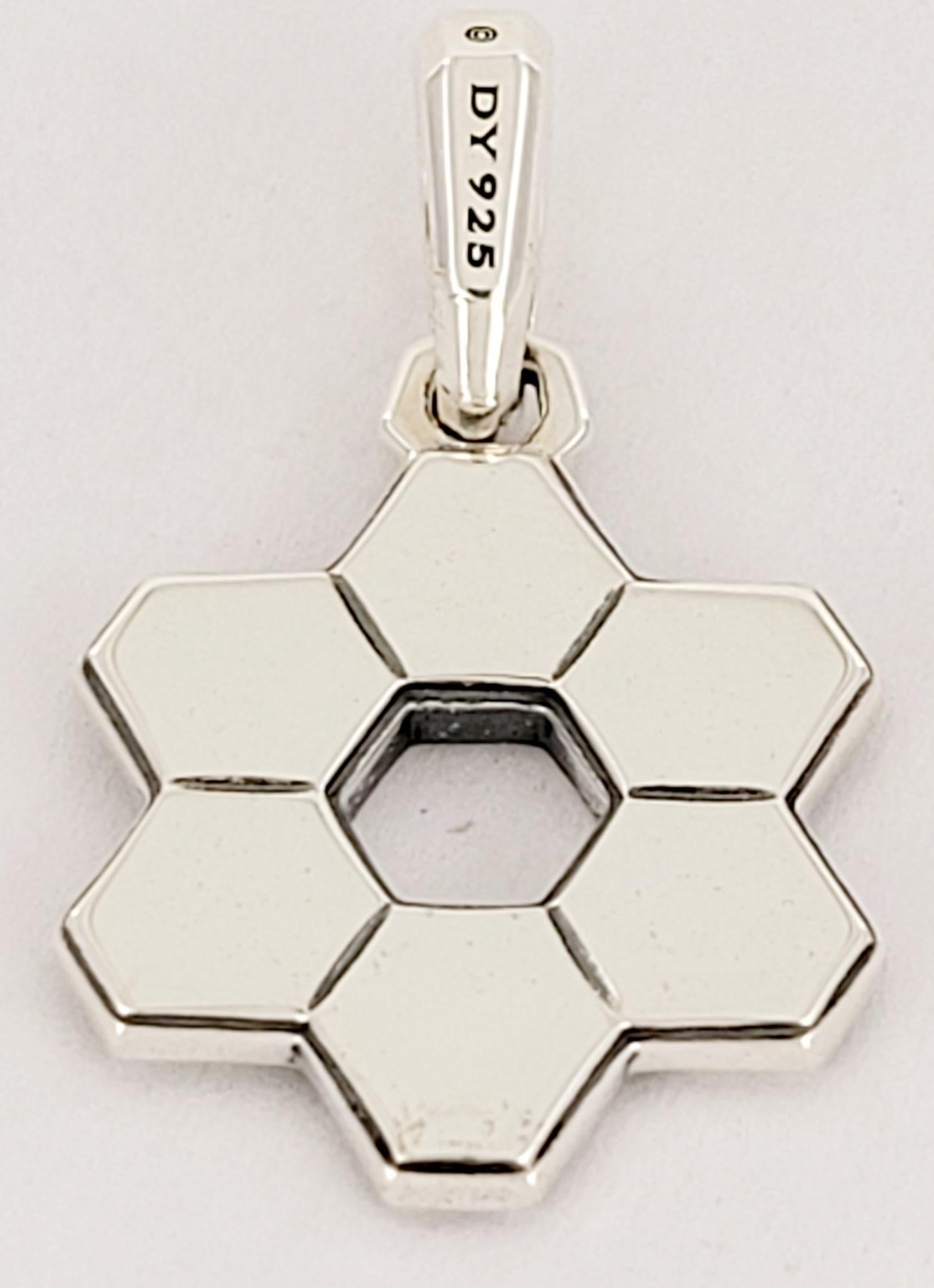 Men's Deco Star of David Pendant Sterling Silver with Black Diamonds For Sale