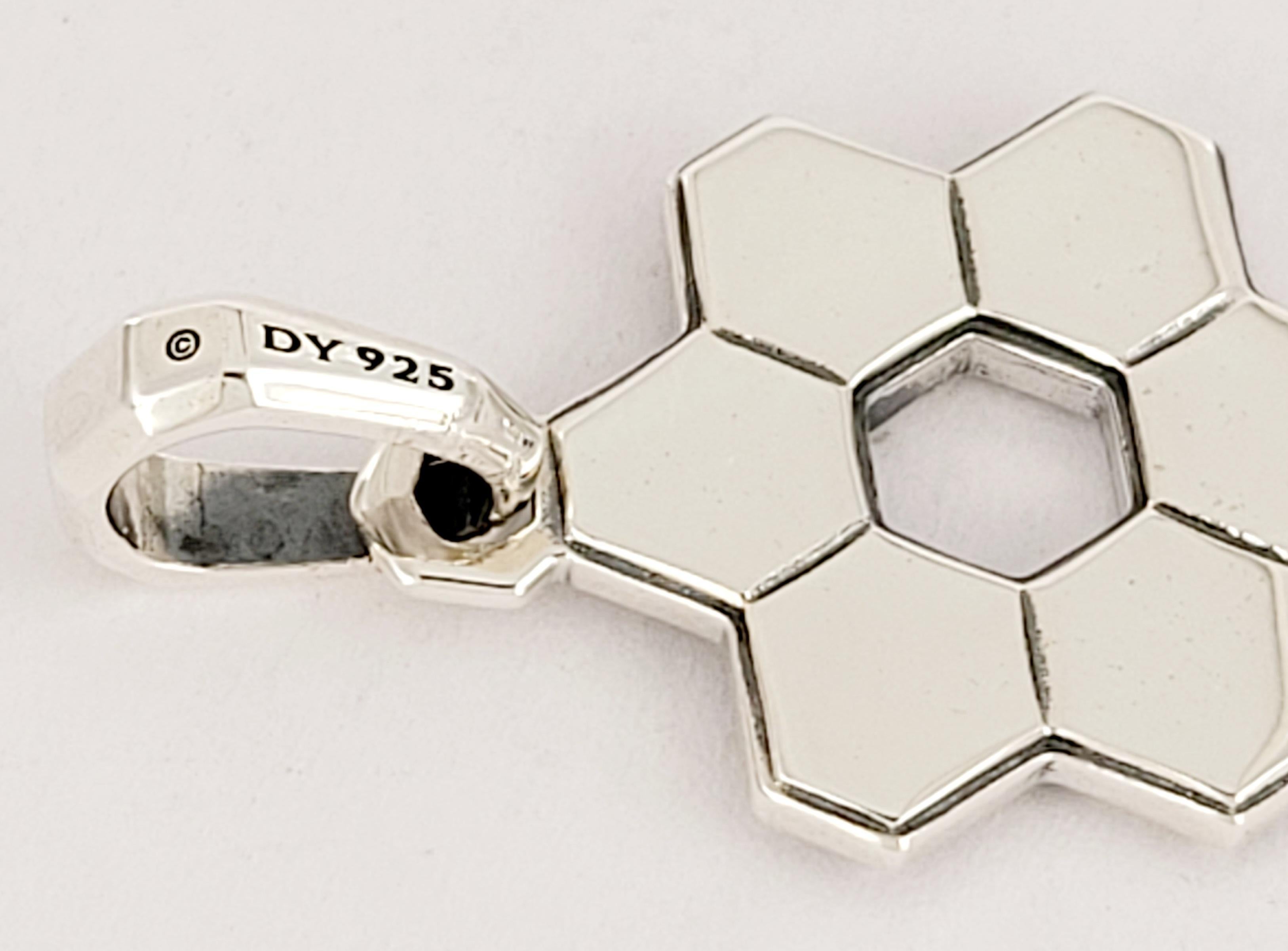 Round Cut Deco Star of David Pendant Sterling Silver with Black Diamonds