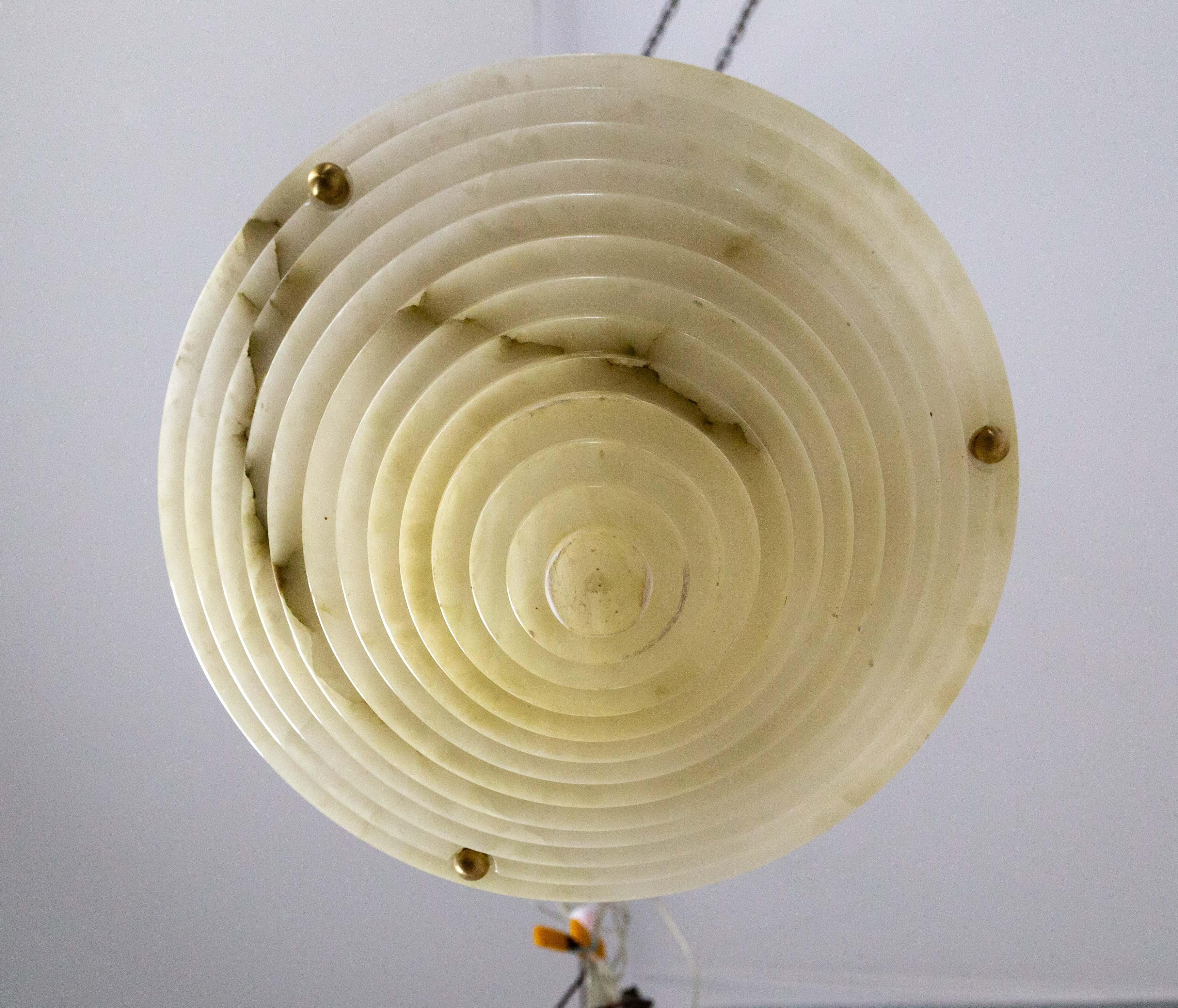 Early 20th Century Deco Stepped Alabaster Pendant Light  For Sale