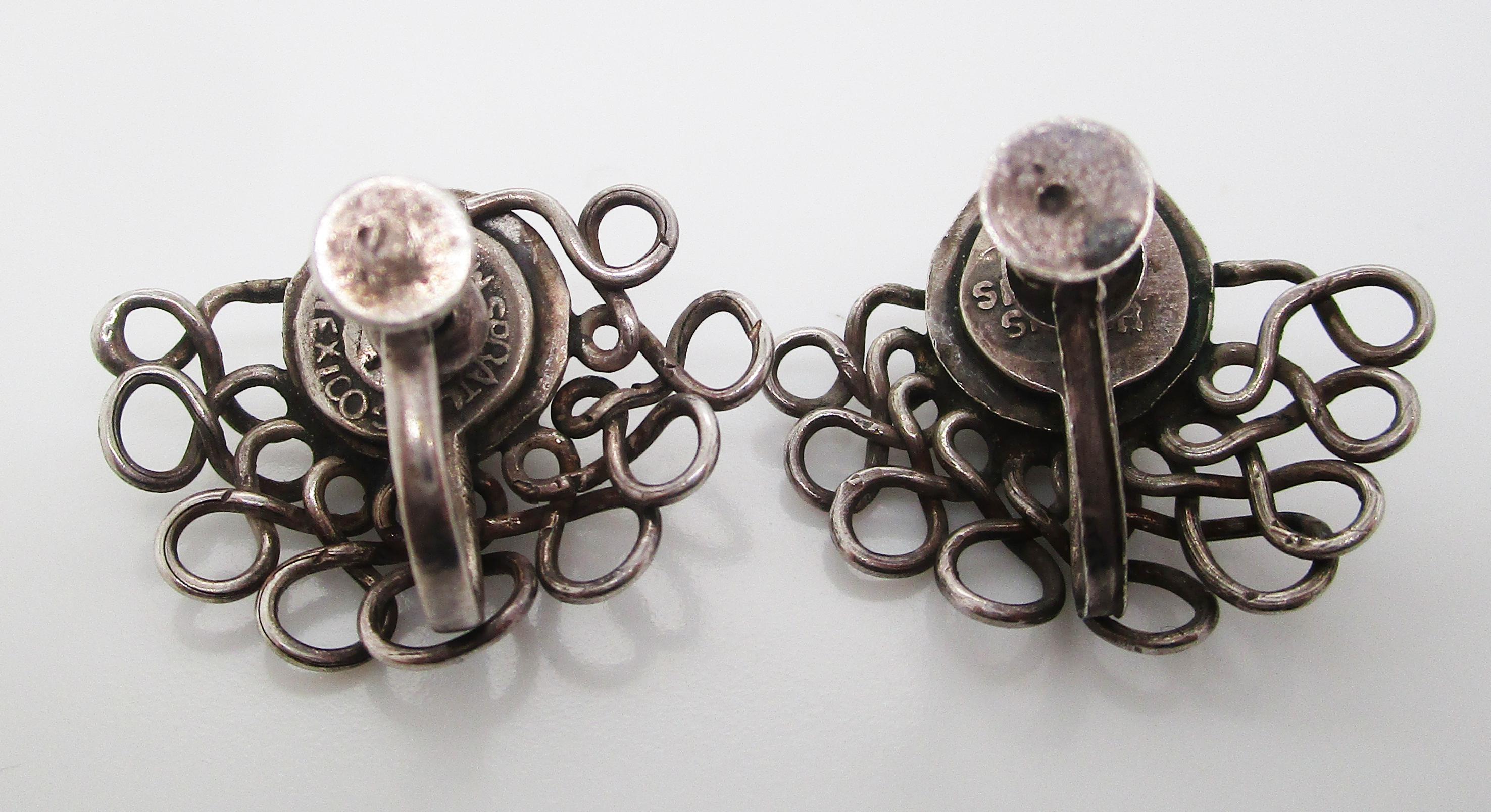 Art Deco Deco Sterling Silver Spratling Mexican Screw-Back Earrings